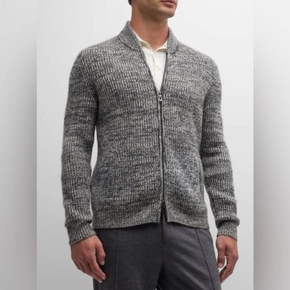 NEIMAN MARCUS CASHMERE $585 Men's Cashmere Cardigan Grey Full Zip‎ Color Medium - Picture 1 of 13
